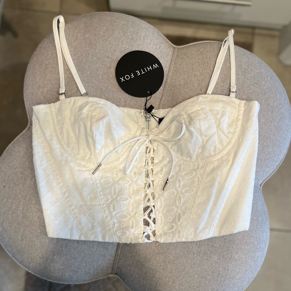 NWT White Fox White Tie Corset Size S